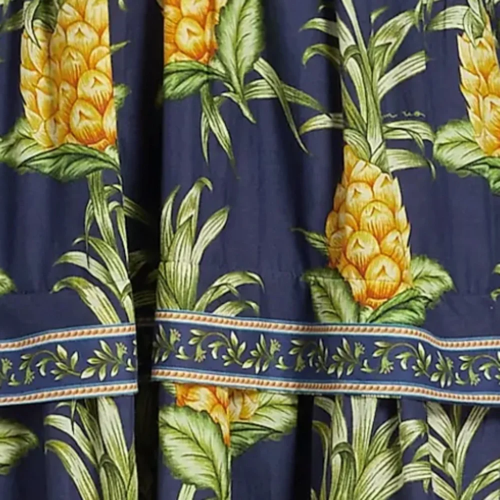 Delicate Pineapple Navy Blue Midi Dress Sleeveless - Picture 6 of 6